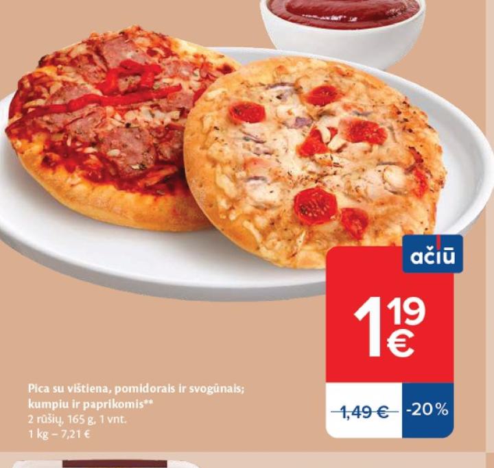 Pica su vištiena, pomidorais ir svogūnais; kumpiu ir paprikomis, 165 g