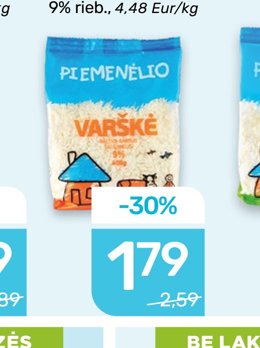 PIEMENĖLIO biri varškė, 400 g