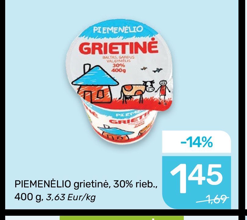 PIEMENĖLIO grietinė, 400 g