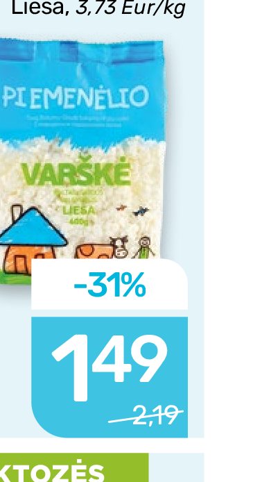 PIEMENĖLIO liesa varškė, 400 g