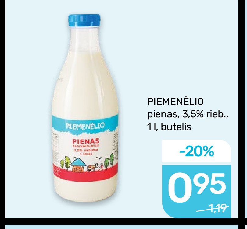 PIEMENĖLIO pienas, 1 l