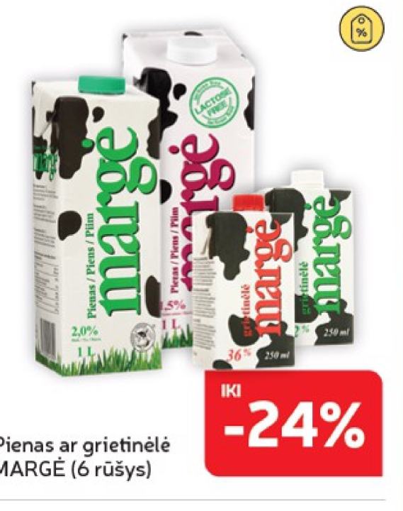 Pienas ar grietinėlė MARGĖ