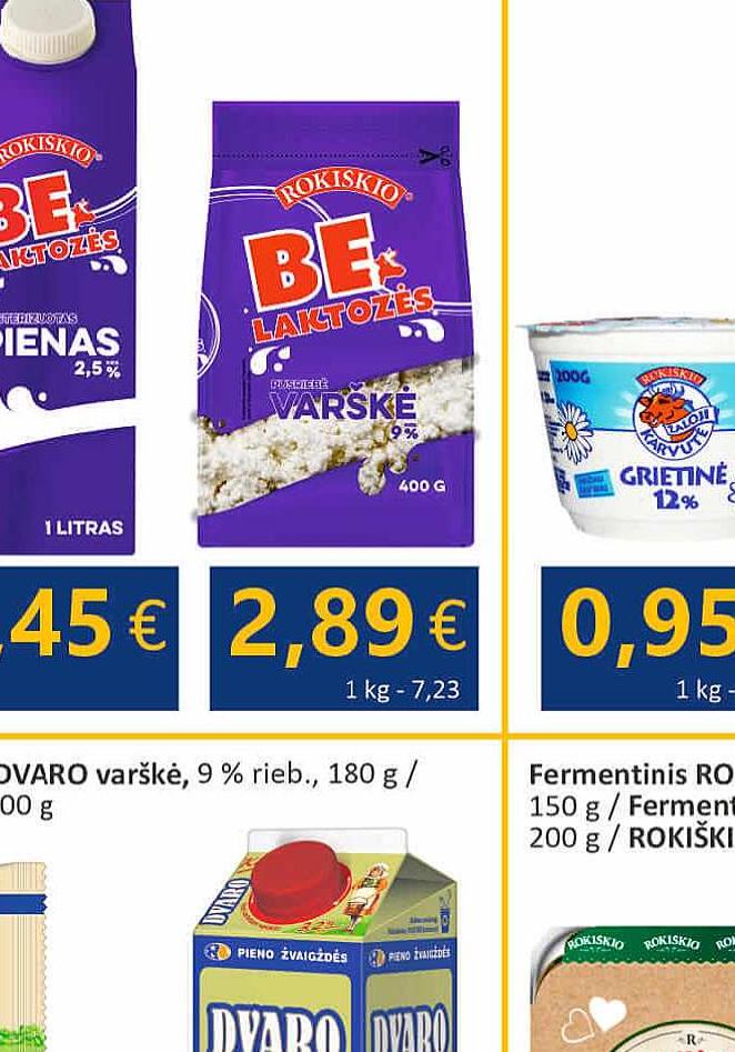 Pienas ROKIŠKIO BE LAKTOZĖS, 1 l