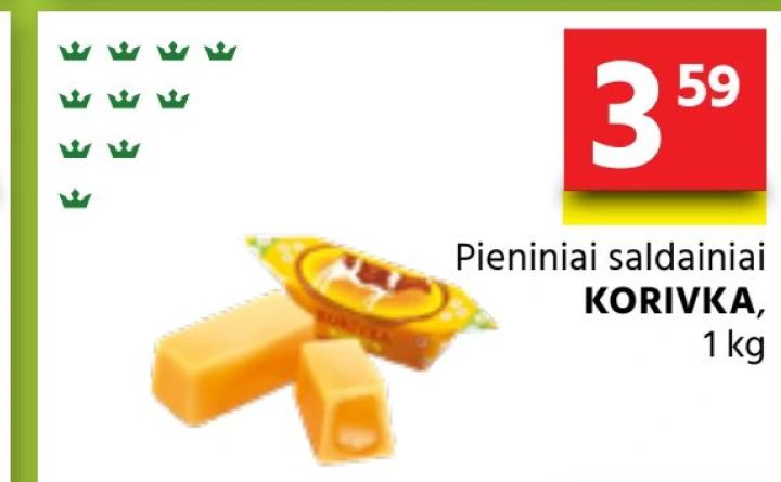 Pieniniai saldainiai KORIVKA, 1 kg