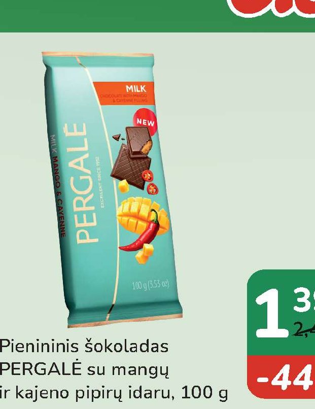 Pienininis šokoladas PERGALĖ, 100 g