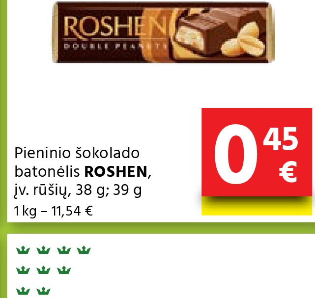 Pieninio šokolado batonėlis ROSHEN, 38 g