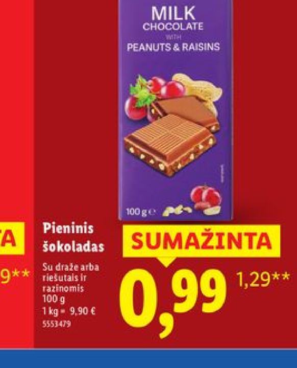 Pieninis šokoladas, 100 g