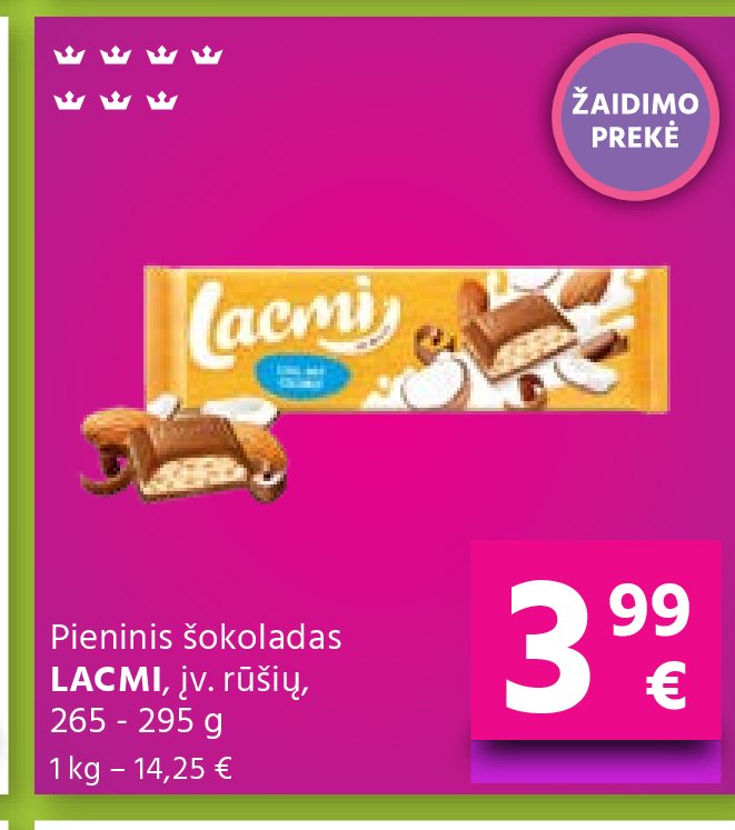 Pieninis šokoladas LACMI, 295 g