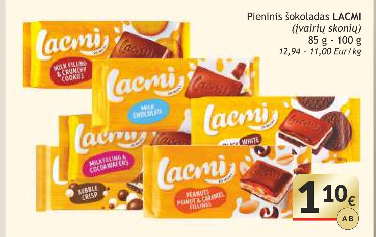 Pieninis šokoladas LACMI, 85 g - 100 g