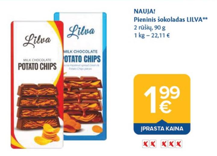 Pieninis šokoladas LILVA, 90 g