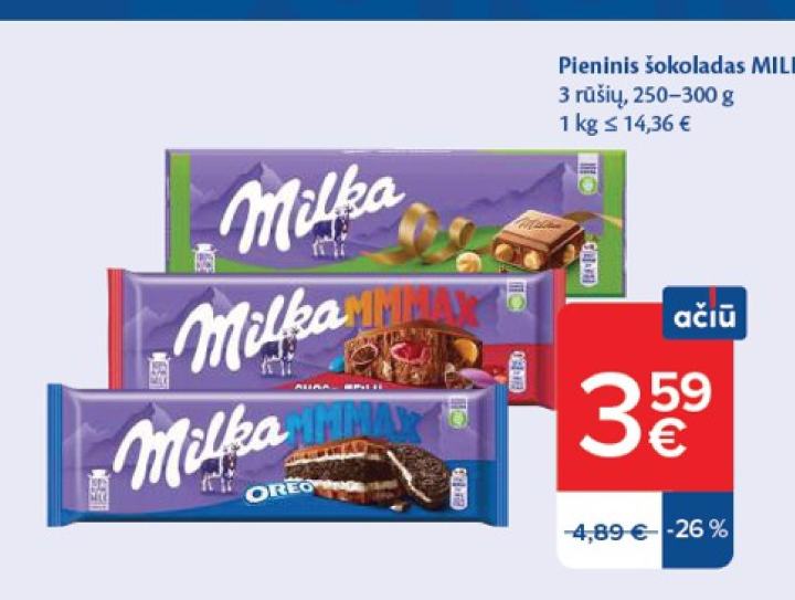 Pieninis šokoladas MILKA, 300 g