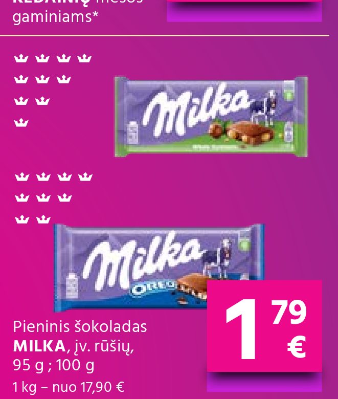 Pieninis šokoladas MILKA, 95 g