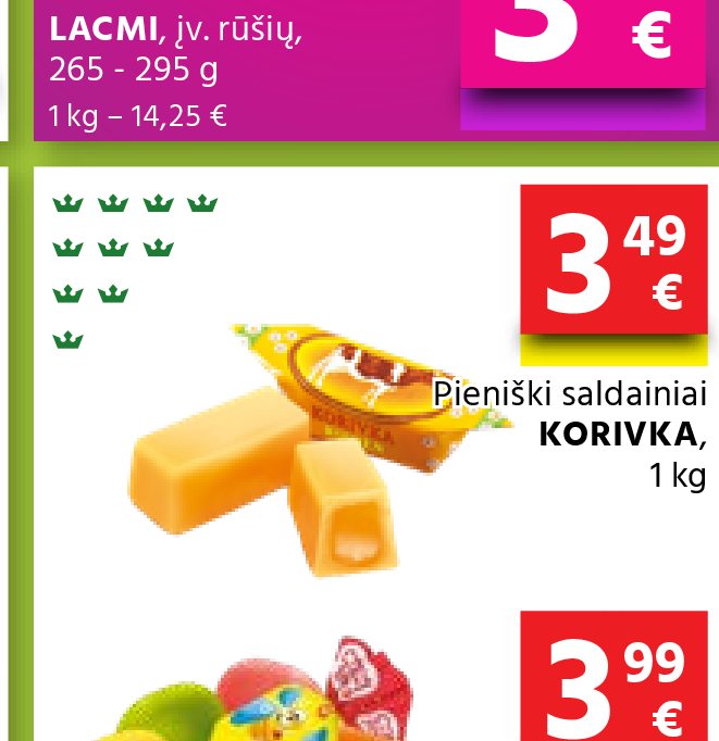 Pieniški saldainiai KORIVKA, 1 kg