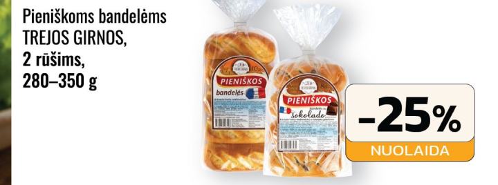 Pienitškoms bandelėms TREJOS GIRNOS, 350 g
