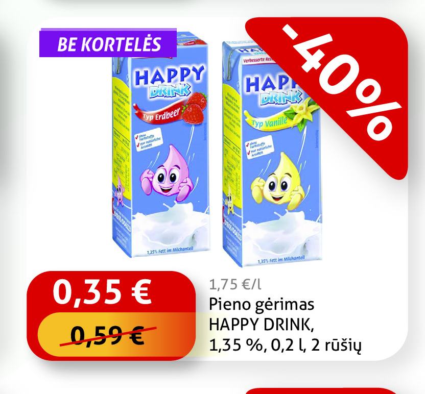 Pieno gėrimas HAPPY DRINK, 0.2 l