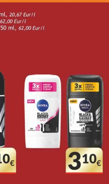 Pieštukinis dezodorantas NIVEA Black&White, 50 ml