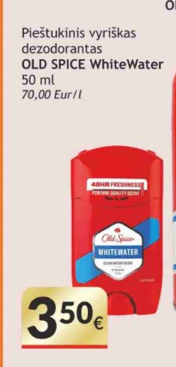 Pieštukinis vyriškas dezodorantas OLD SPICE WhiteWater, 50 ml