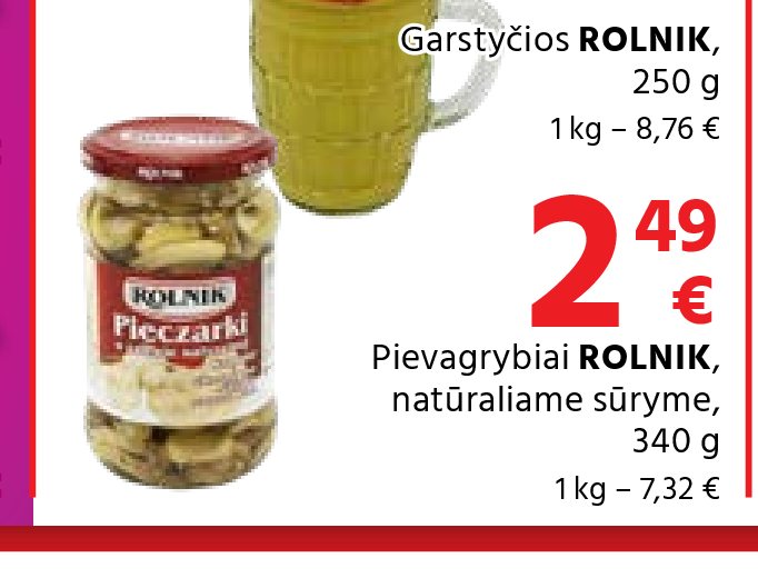 Pievagrybiai ROLNIK, natūraliame sūryme, 340 g