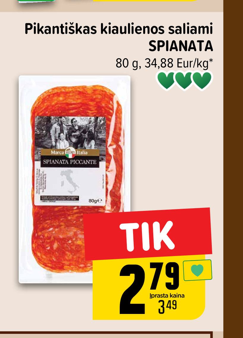 Pikantiškas kiaulienos saliami SPIANATA, 80 g