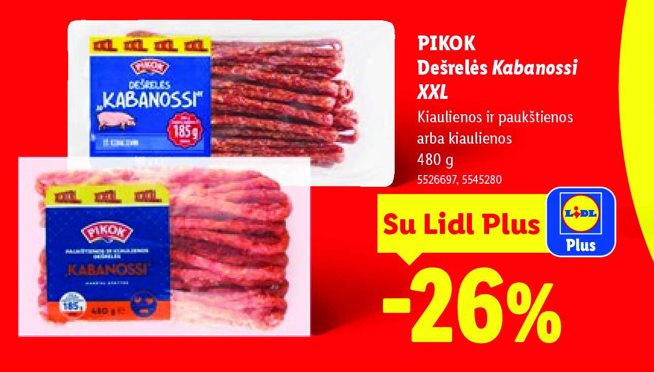 PIKOK Dešrelės Kabanossi XXL, 480 g