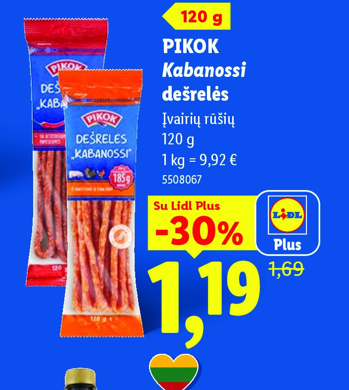 PIKOK Kabanossi dešrelės, 120 g