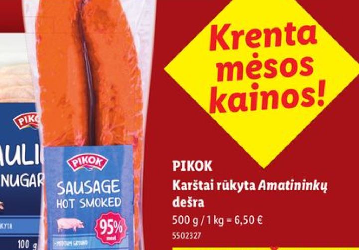 PIKOK Karštai rūkyta Amatininkų dešra, 500 g