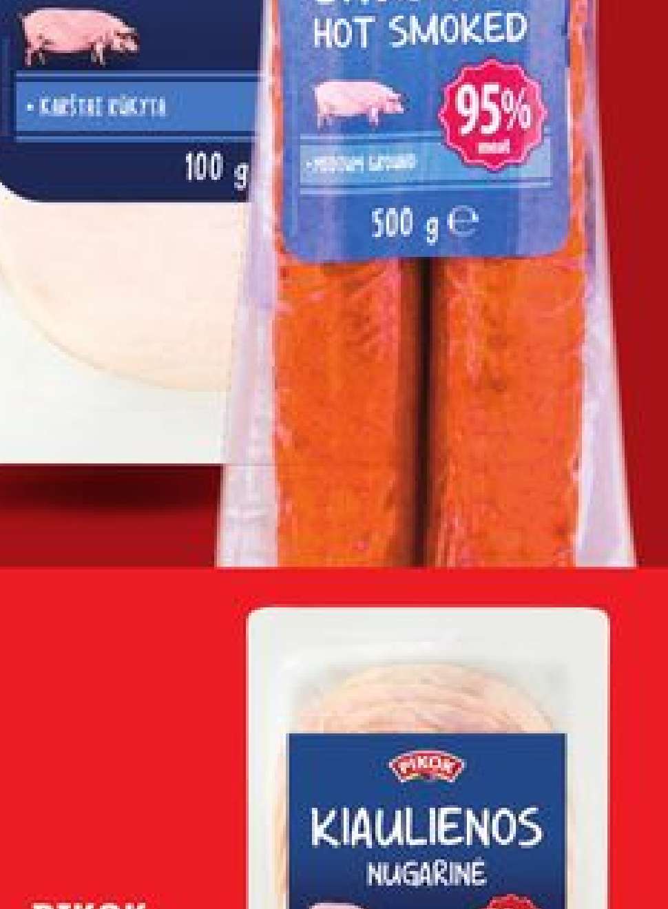PIKOK Karštai rūkyta pjaustyta kiaulienos nugarinė, 100 g