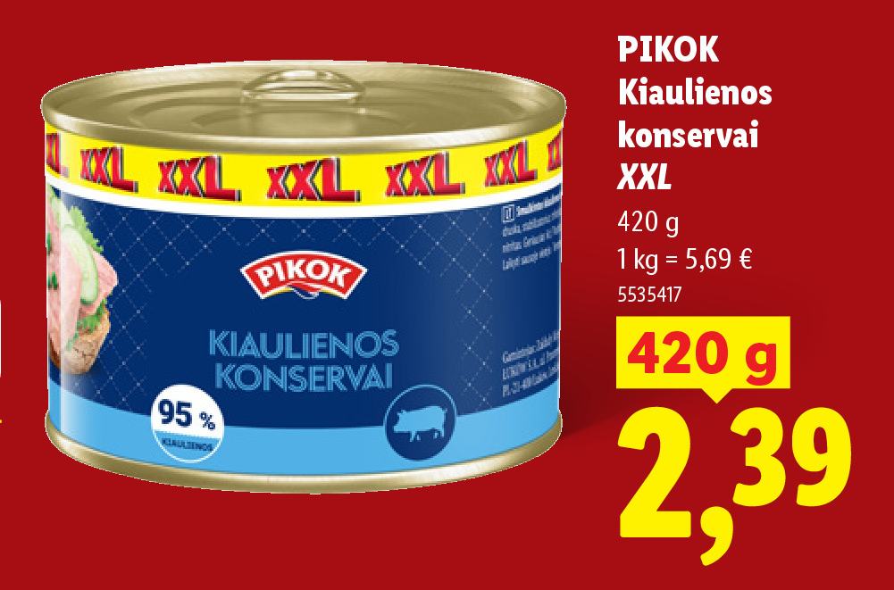 PIKOK Kiaulienos konservai XXL, 420 g
