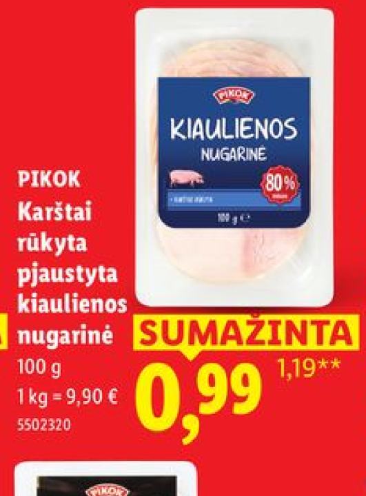 PIKOK Pjaustyta skilandine dešra, 100 g