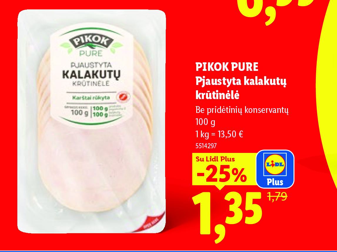 PIKOK PURE Pjaustyta kalakutų krūtinėlė, 100 g