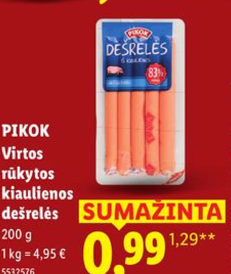 PIKOK Virtos rūkytos kiaulienos dešrelės, 200 g