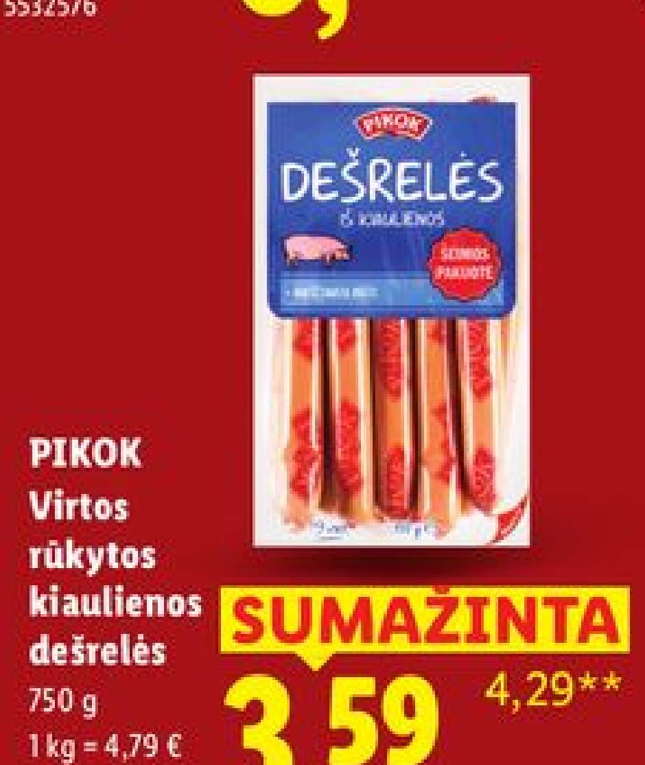 PIKOK Virtos rūkytos kiaulienos dešrelės, 750 g