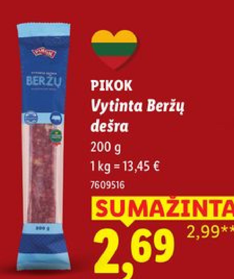 PIKOK Vytinta Beržų dešra, 200 g