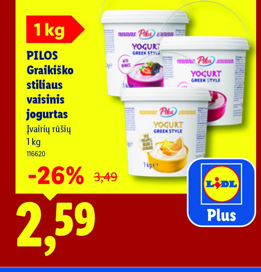 PILOS Graikiško stiliaus vaisinis jogurtas, 1 kg