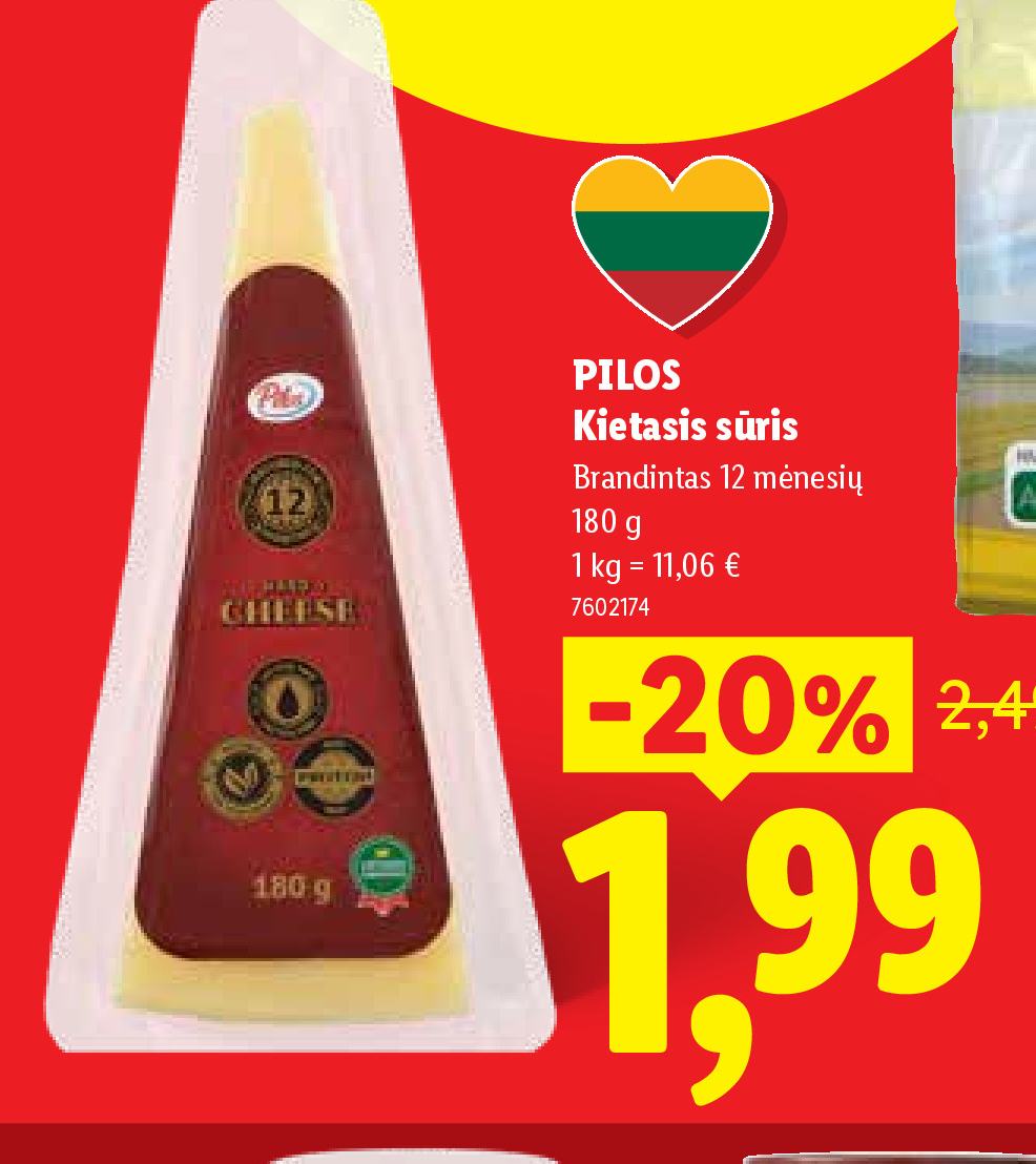 PILOS Kietasis sūris, 180 g