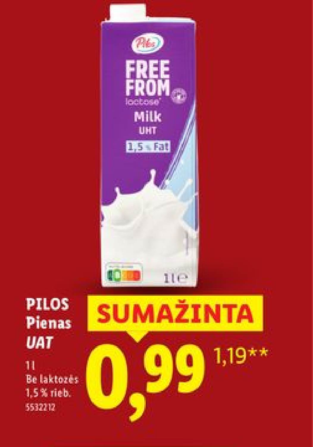 PILOS Pienas UAT, 1 l
