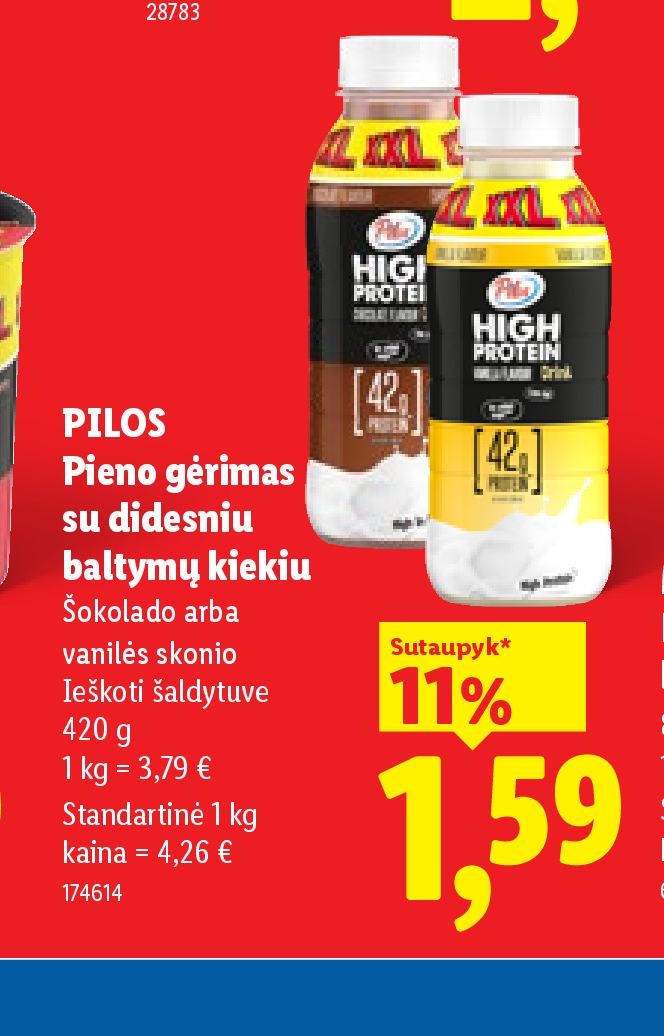 PILOS Pieno gėrimas su didesniu baltymų kiekiu, 420 g
