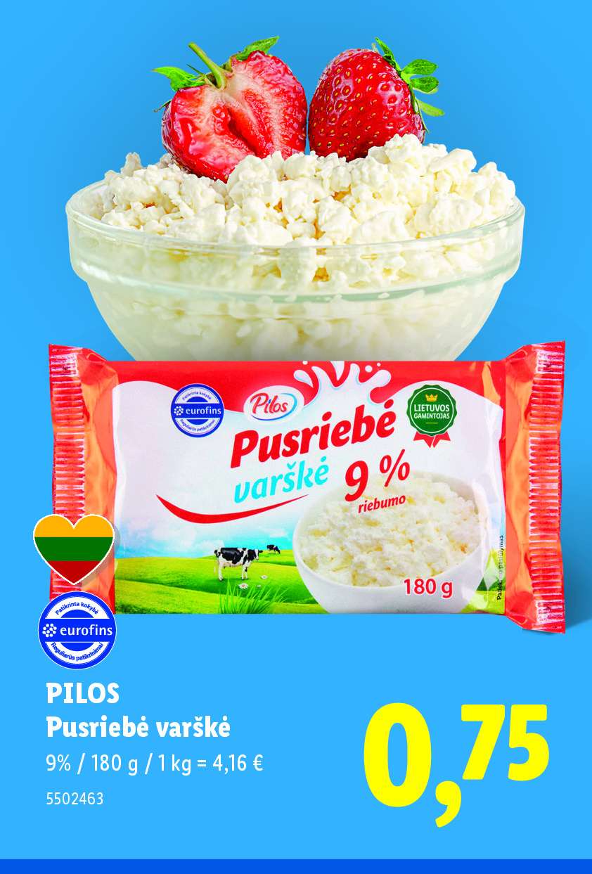 PILOS Pusriebė varškė, 180 g