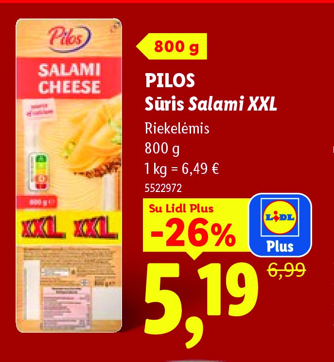 PILOS Sūris Salami XXL, 800 g
