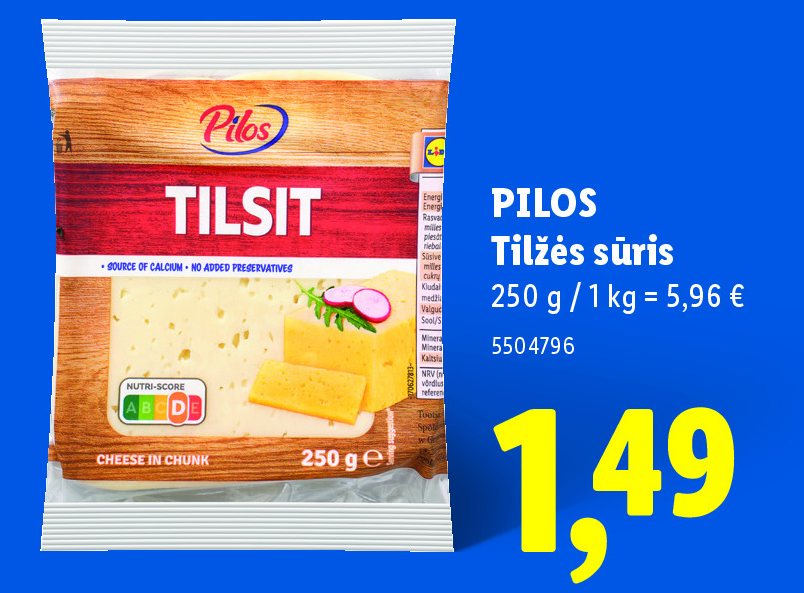 PILOS Tilžės sūris, 250 g