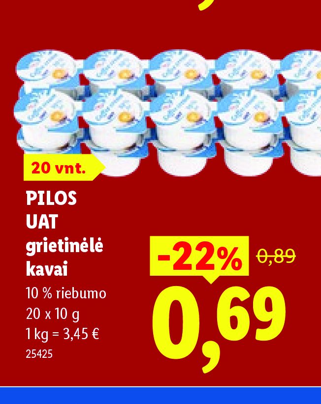 PILOS UAT grietinėlė kavai, 20 x 10 g
