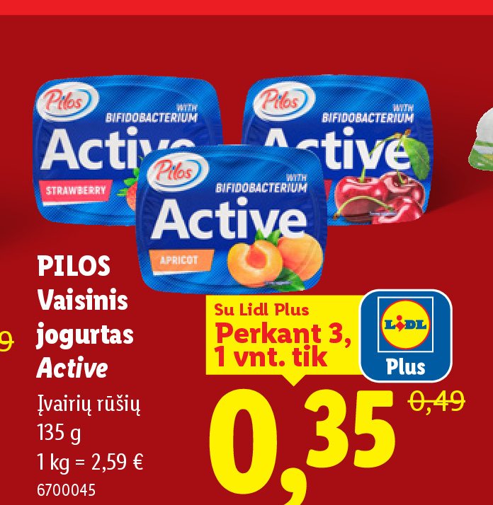 PILOS Vaisinis jogurtas Active, 135 g