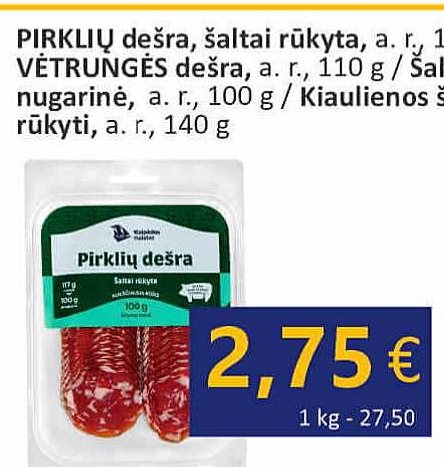PIRKLIŲ dešra, 100 g