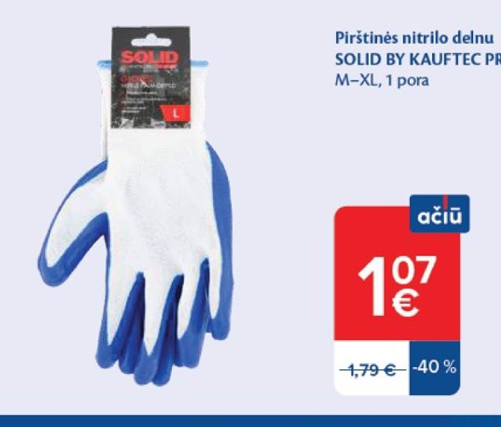 Pirštinės nitrilo delnu SOLID BY KAUFTEC PRO, 1 pora