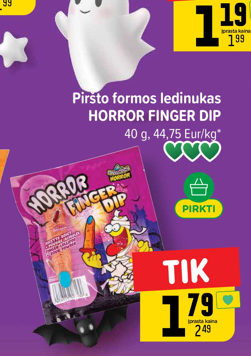 Piršto formos ledinukas HORROR FINGER DIP, 40 g