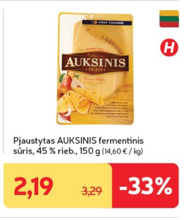 Pjaustytas AUKSINIS fermentinis sūris, 150 g
