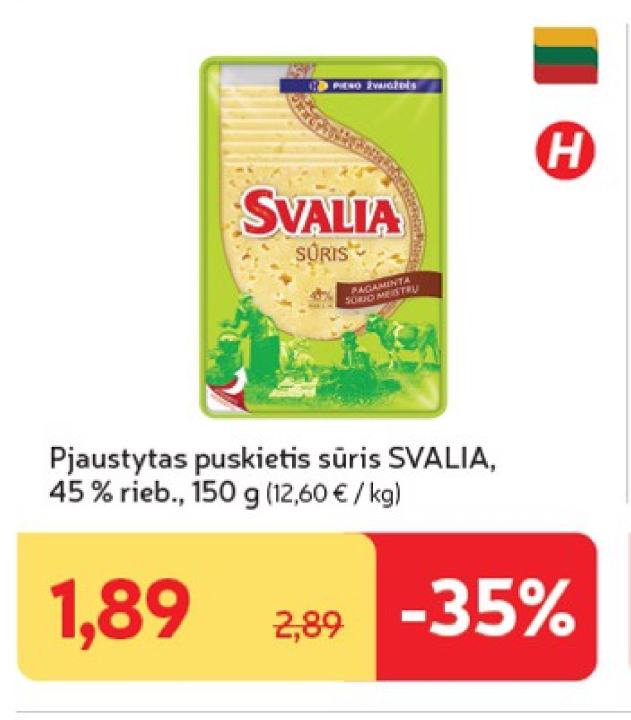 Pjaustytas puskietis sūris SVALIA, 150 g