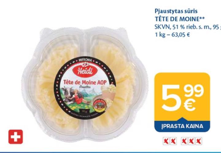 Pjaustytas sūris TÊTE DE MOINE, 95 g