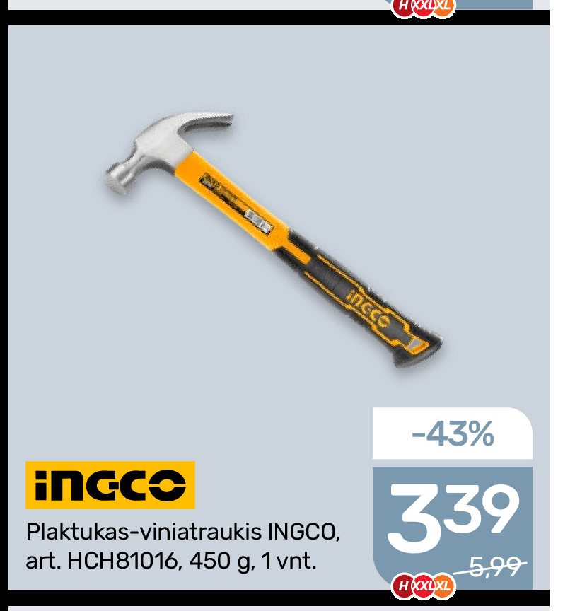 Plaktukas-viniatraukis INGCO, 450 g