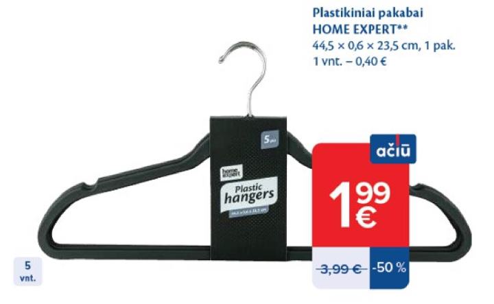 Plastikiniai pakabai HOME EXPERT, 0.6 x 23.5 cm